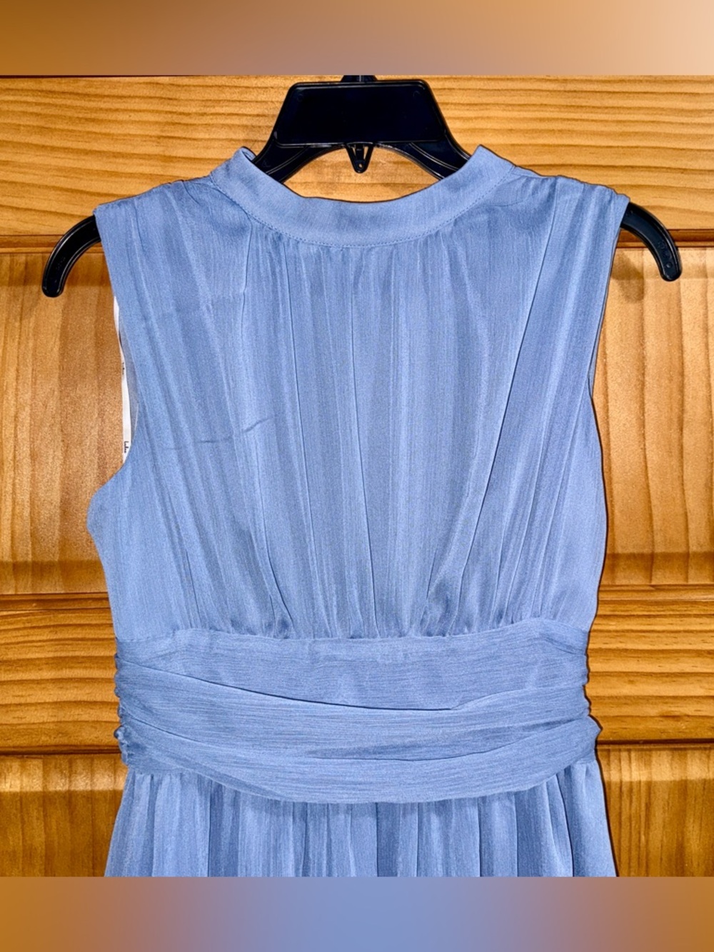 NWT Lulu's Enchantingly Sweet Slate Blue Chiffon Backless Maxi - M - Picture 5 of 16